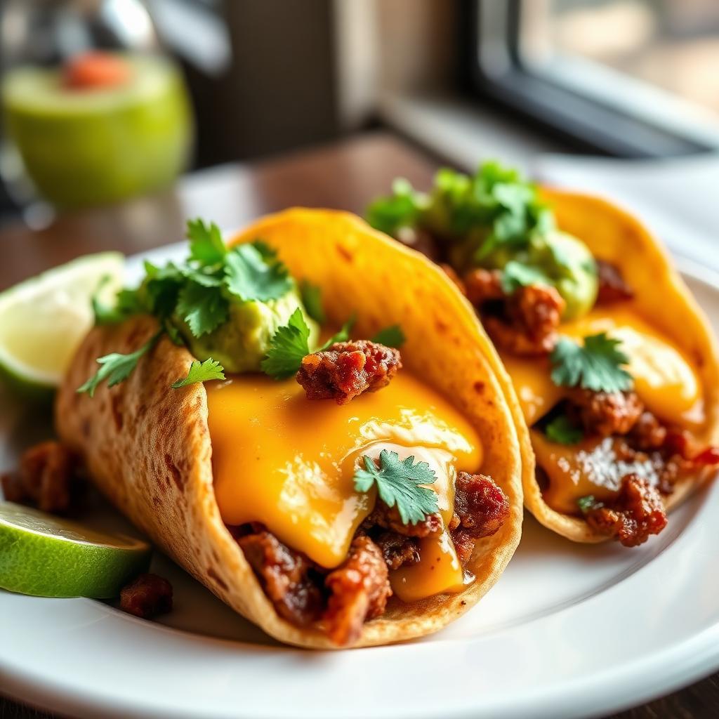 Mexican mulitas with melted cheese and meat