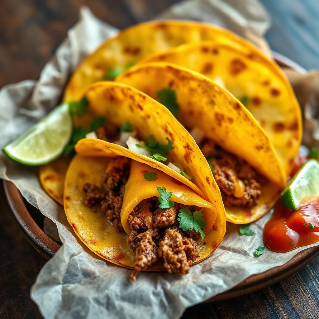 Crispy cheese-griddled quesatacos with meat